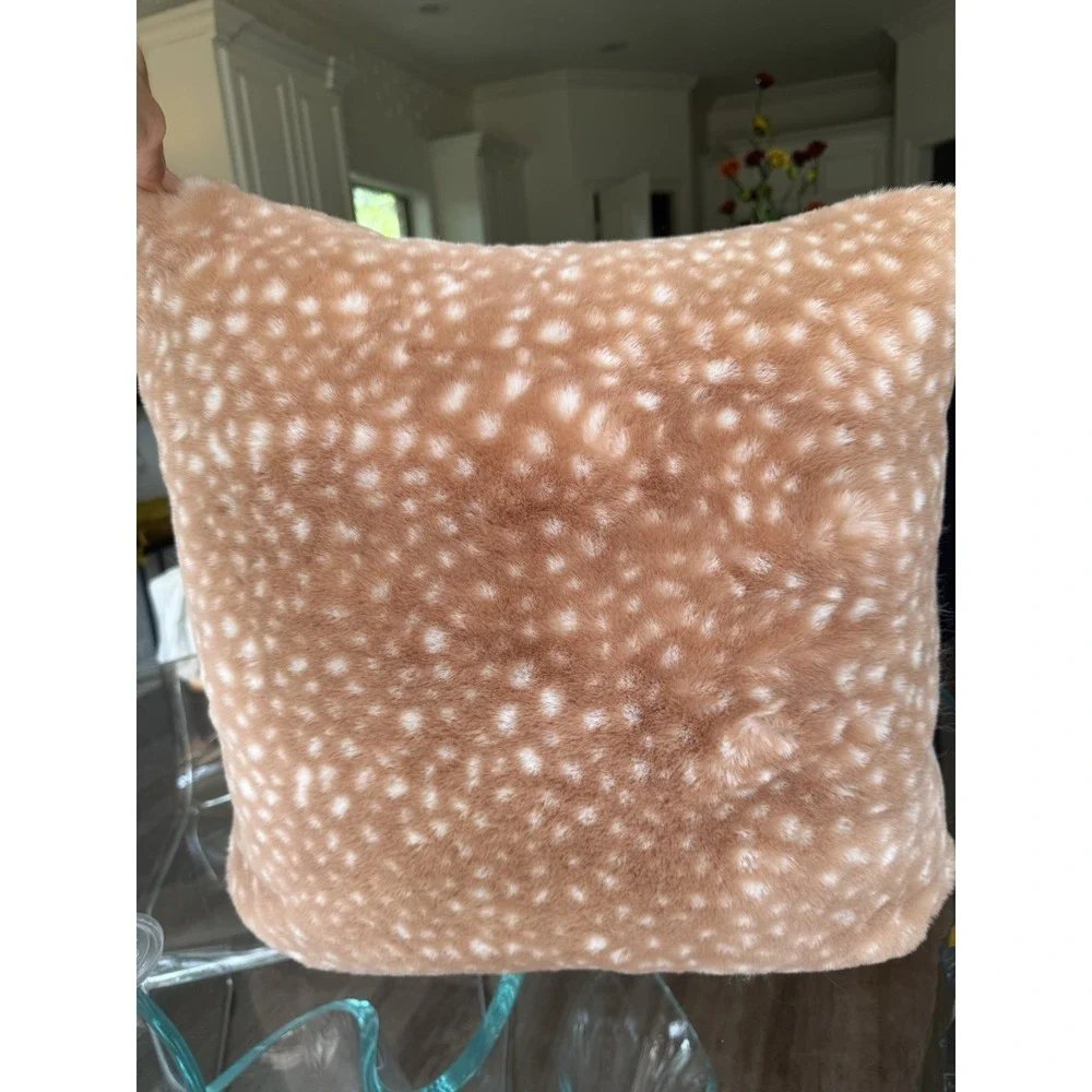 Nicole Miller Artelier Faux Fur Deer Fawn‎ Print Pink Throw Pillows Set of 3